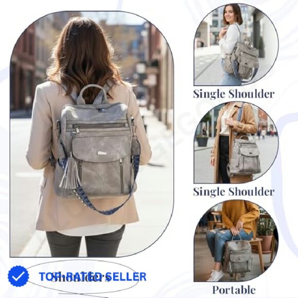 PU Leather Mini Backpack Convertible Tassel Chic Travel  display picture 1
